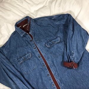 L.L.BEAN Denim Shirt & Red Plaid Lining 〰️ XL
